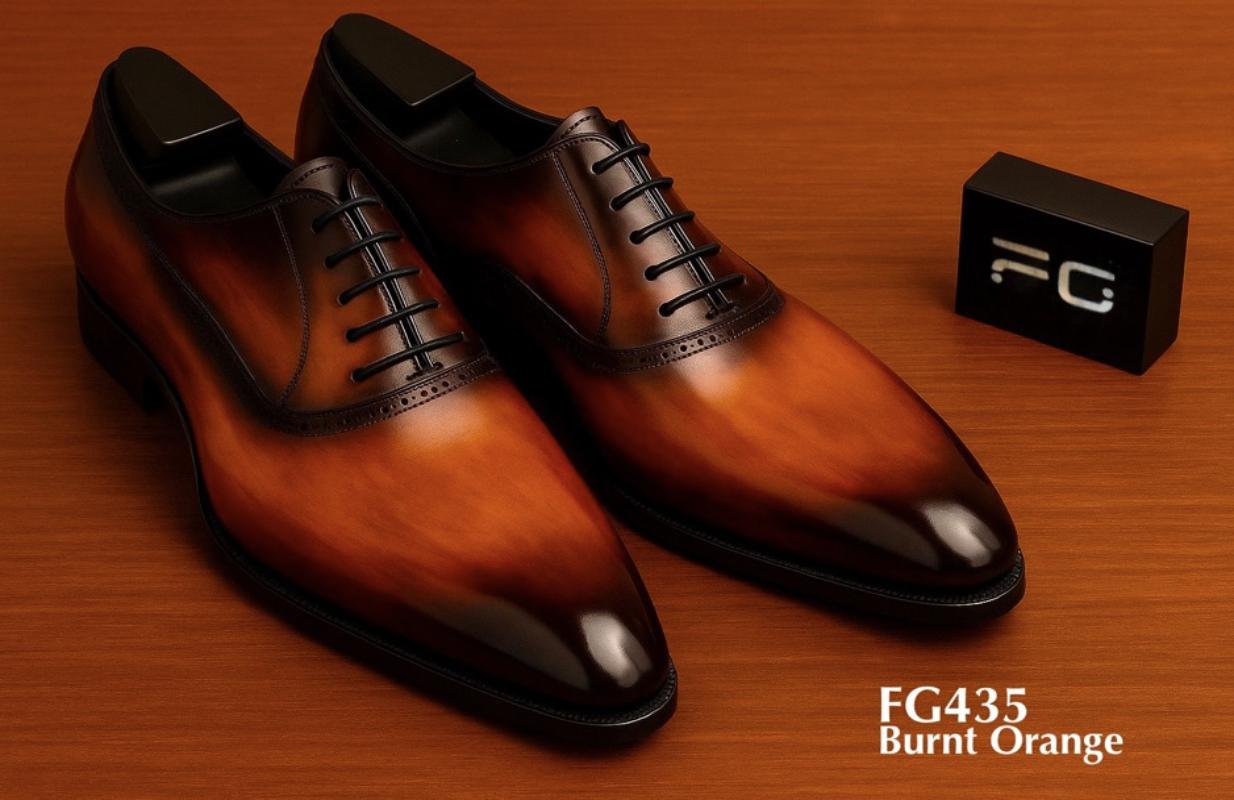 FG435-Burnt Orange-hand-painted-patina-shoes